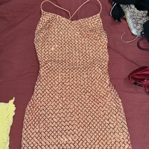 Rose Gold Backless Dress - Picture 1 of 2